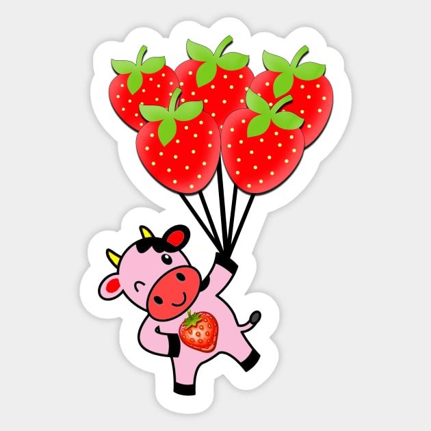 strawberry cow 5 Sticker by medo art 1